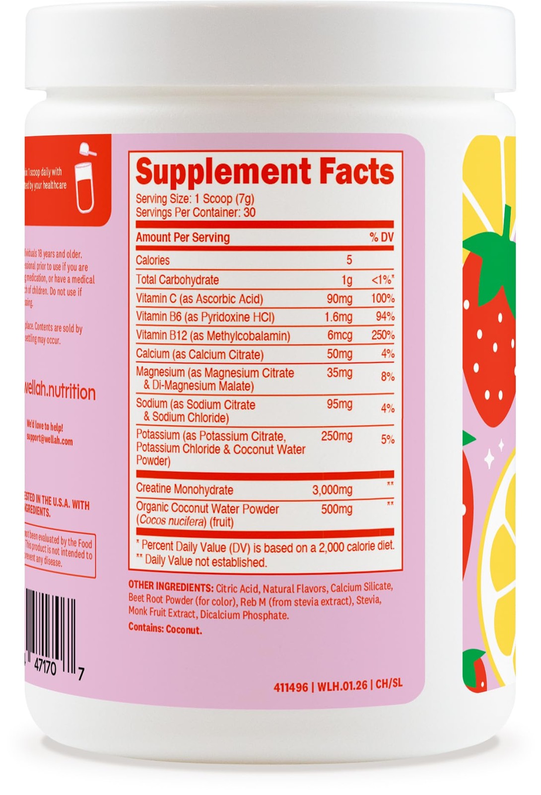 Creatine + Electrolytes Powder (Strawberry Lemonade) 30 Servings – Hydration …