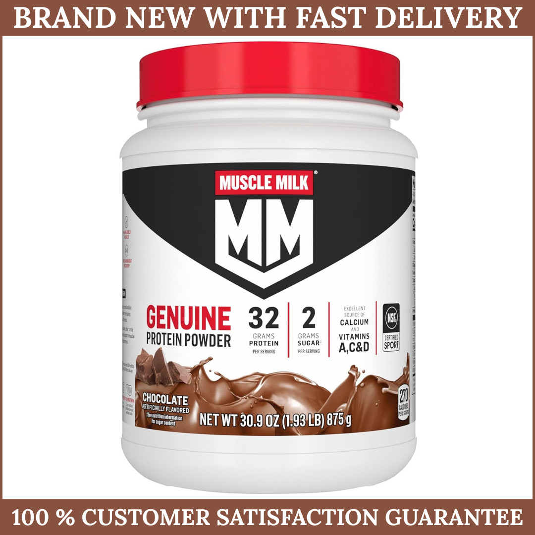 Muscle Milk Genuine Protein Powder Chocolate 32g Protein 1.93 lb 13 Servings