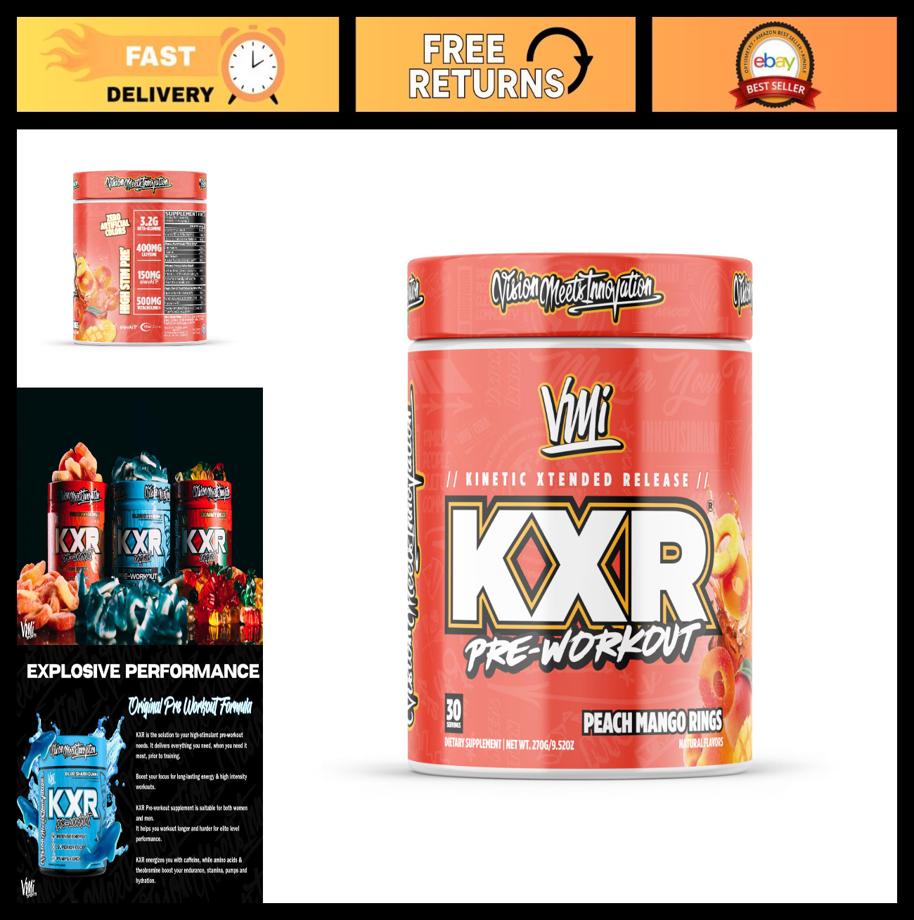 Pre-Workout Energy Powder | Intense Focus & Endurance Boost | Creatine Free | 30