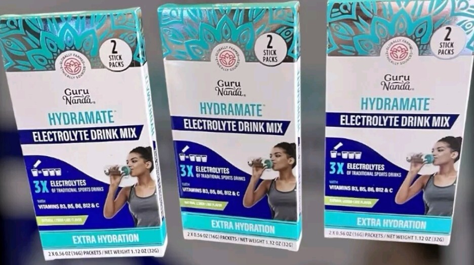 GURU NANDA Hydramate Electrolyte Drink Mix Lemon Lime 3 Boxes NIB