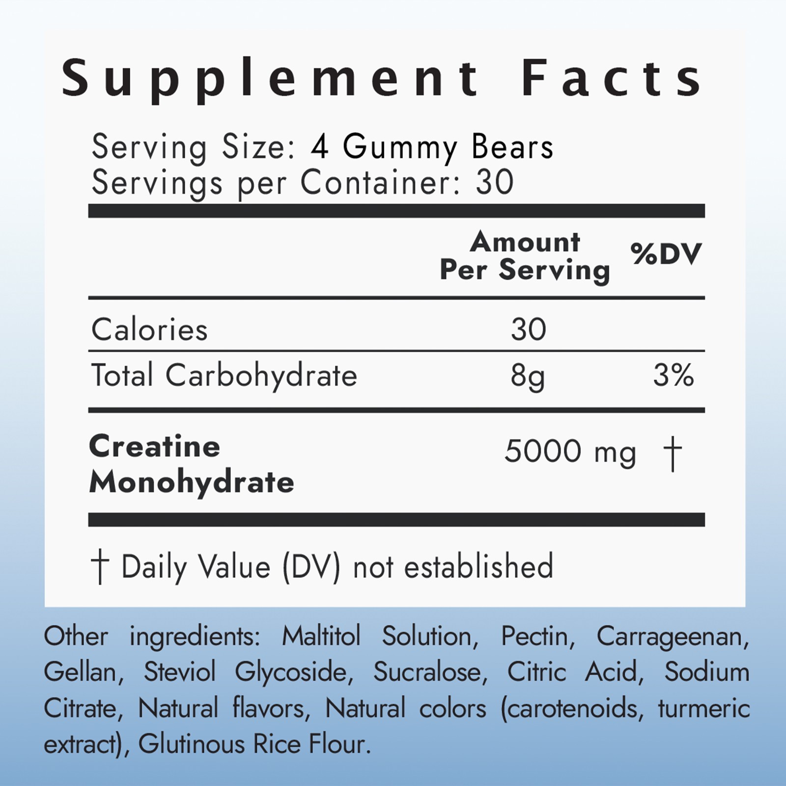 Chewable Creatine 1,250mg per Gummy, Sugar Free, Natural Pineapple Flavor
