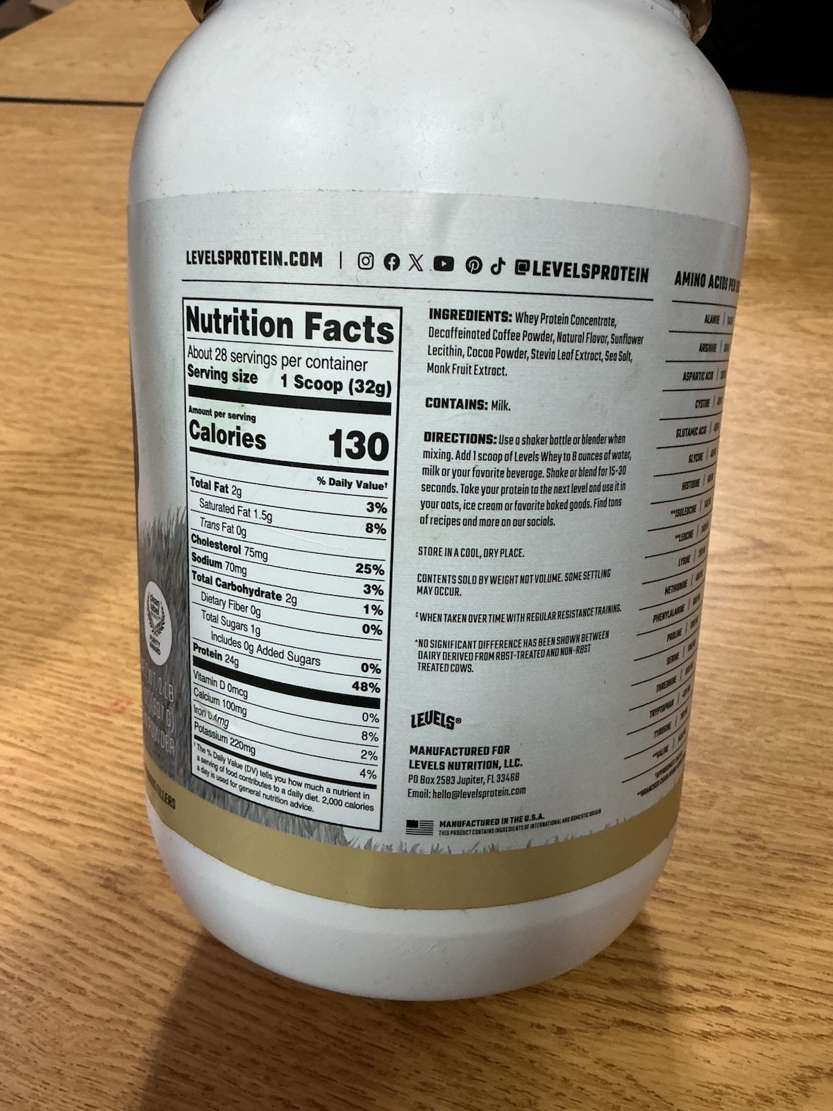 Grass Fed Whey Protein Powder, Cappuccino, 2 lb (907 g)