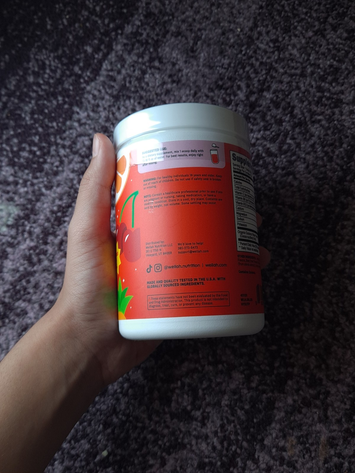 Wellah Electrolytes Powder (Fruit Punch) 50 Servings – Hydration Drink Mix