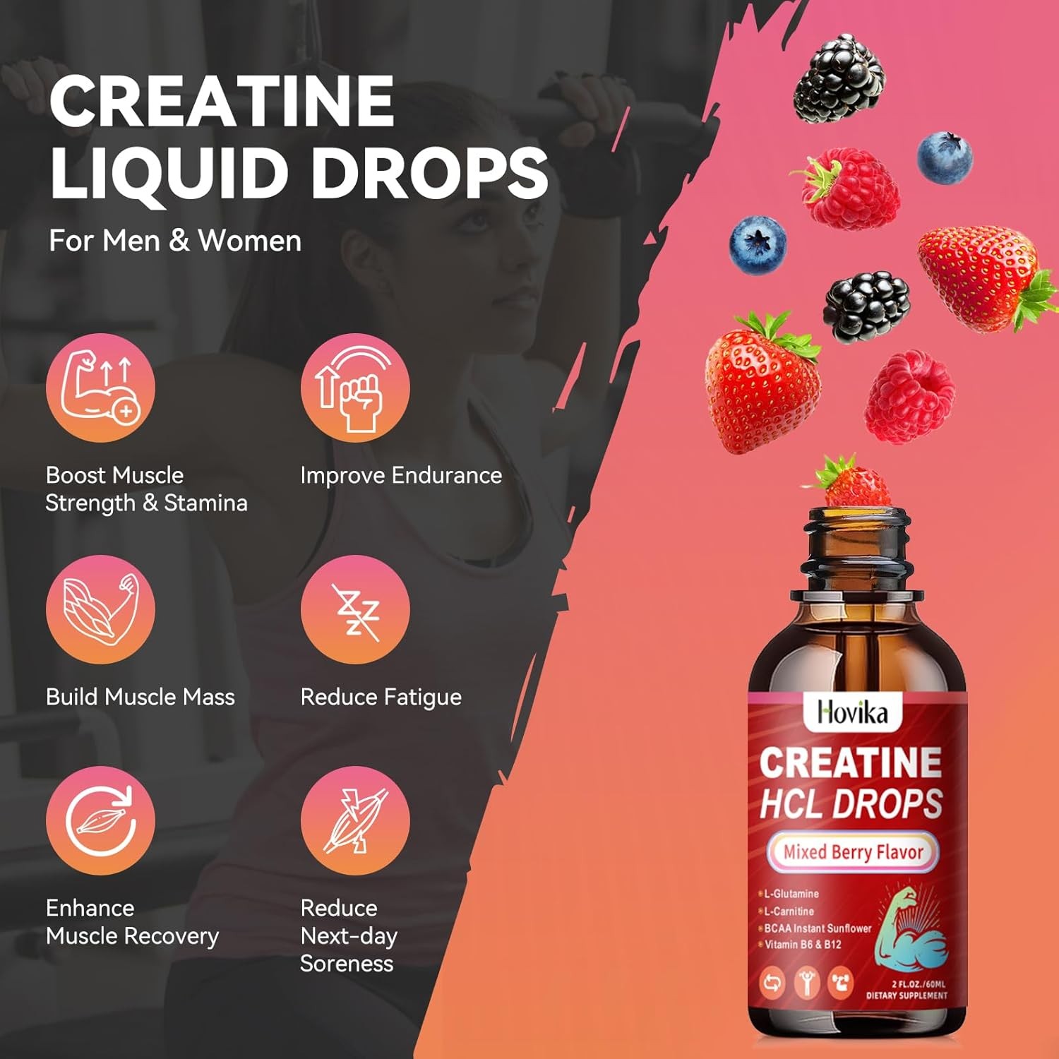 Creatine HCL Liquid Drops for Men & Women, 2 Fl Oz (Pack of 1)