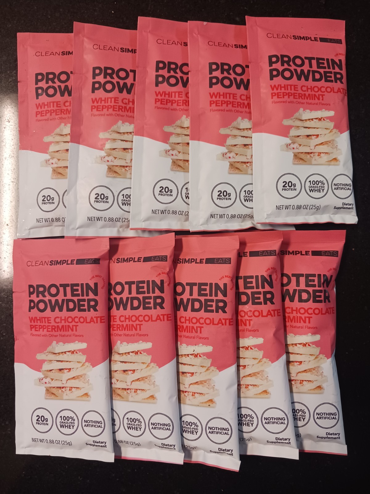 Clean Simple Eats Whey Protein Powder Peppermint 10 Stick Packs Exp 8/2027
