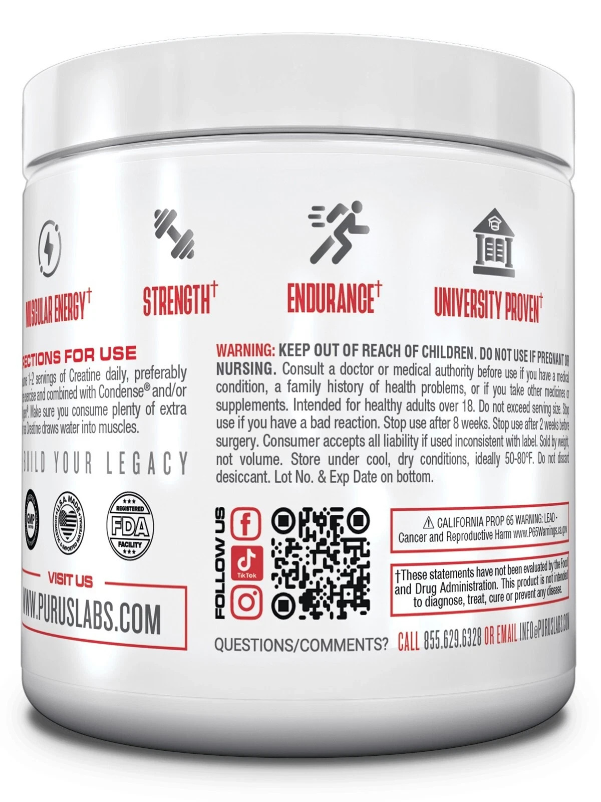 Purus Labs Peach Rings Creatine Monohydrate – Boost Muscle, Power Strength 30srv