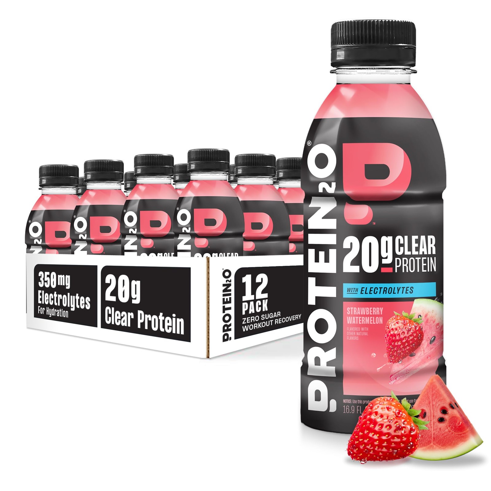 Protein2o Hydration Drink – 2-in-1 Liquid Clear Whey 16.9 Fl Oz (Pack of 12)