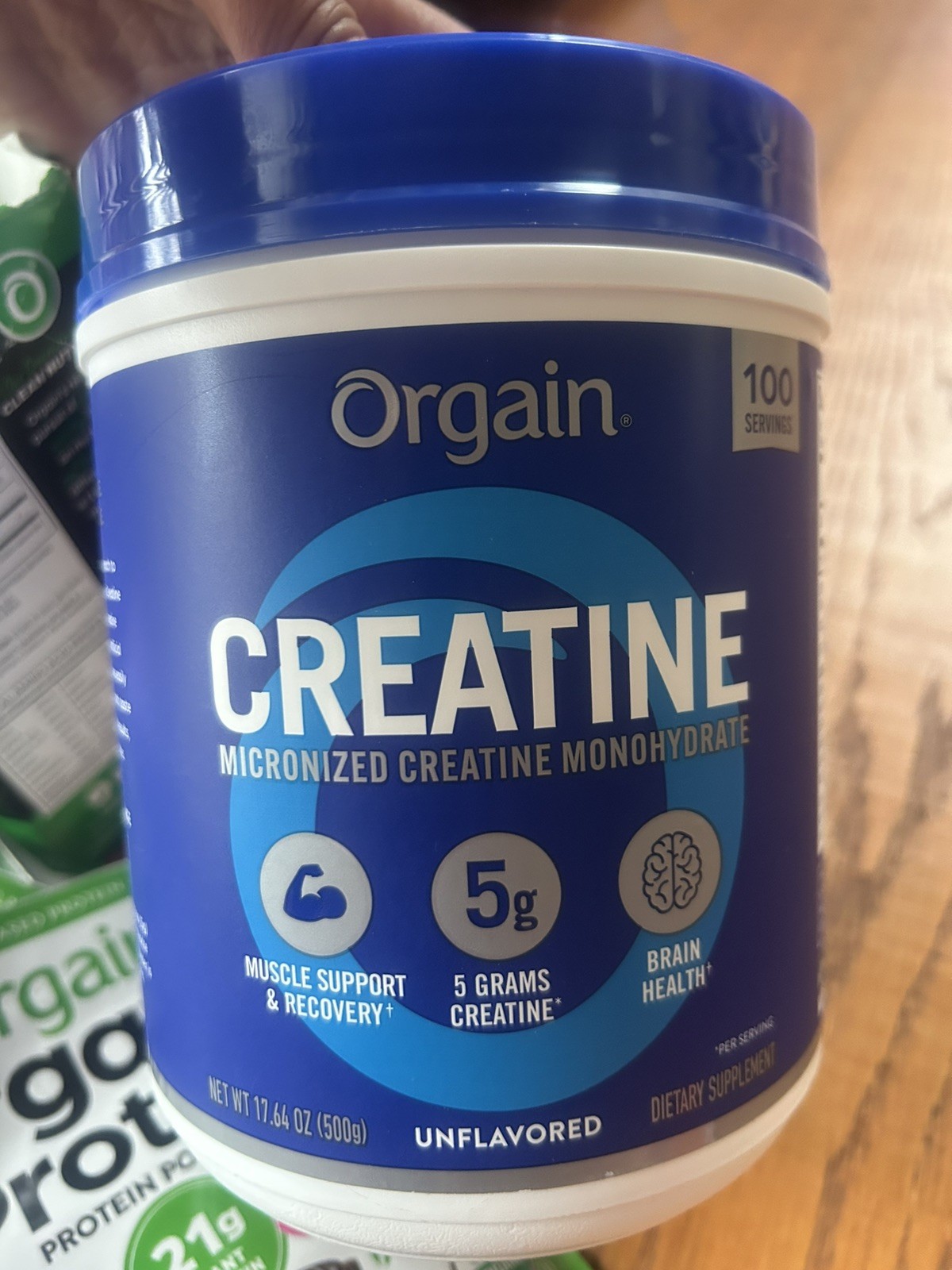 ORGAIN Creatine 100 serving, 25 Packs and 10 Chocolate Protein Powder packs