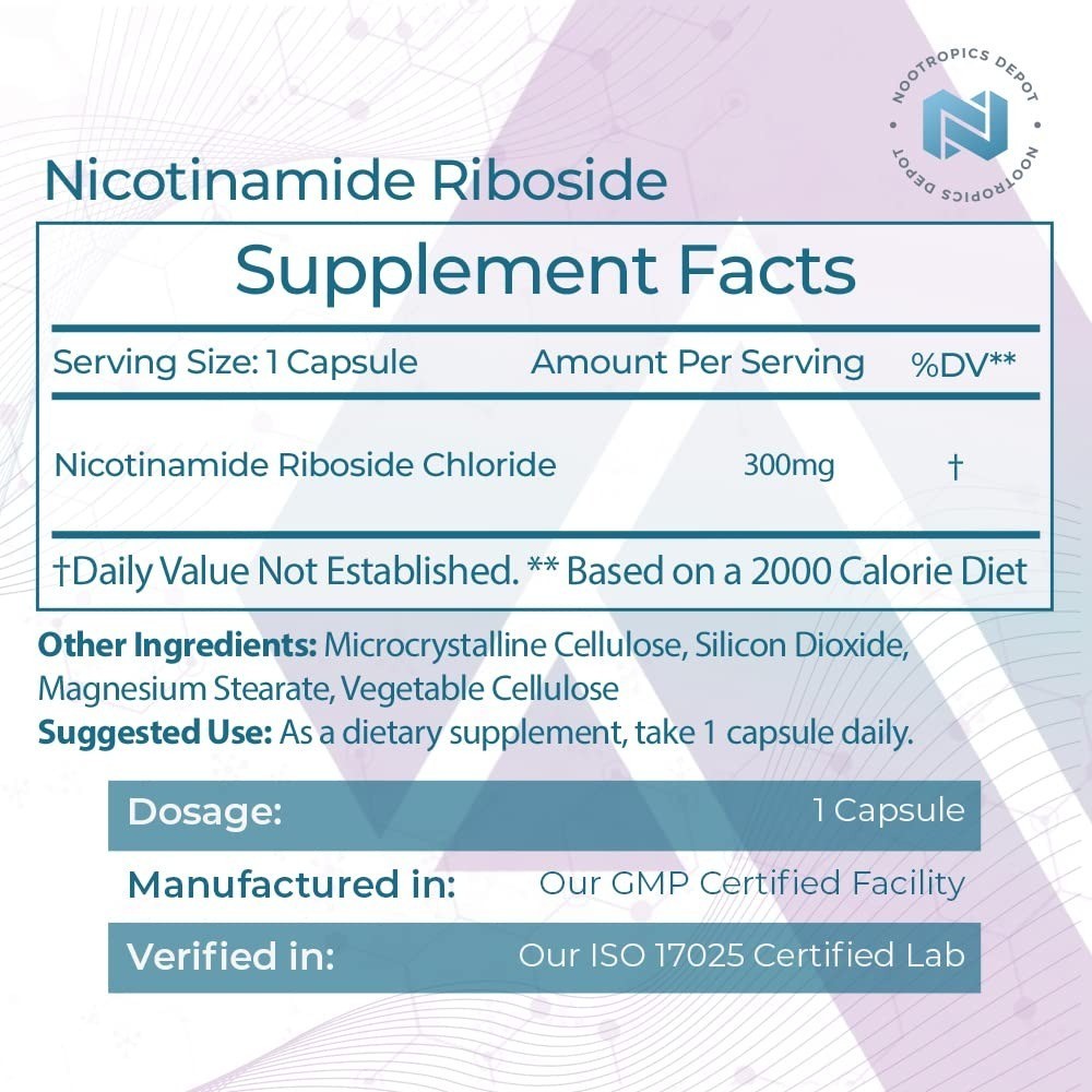 Nootropics Depot Nicotinamide Riboside Capsules 300mg 30 Count