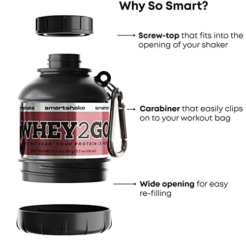 Whey2Go Black Protein Powder Storage Container 50g – BPA Free Shaker Bottle