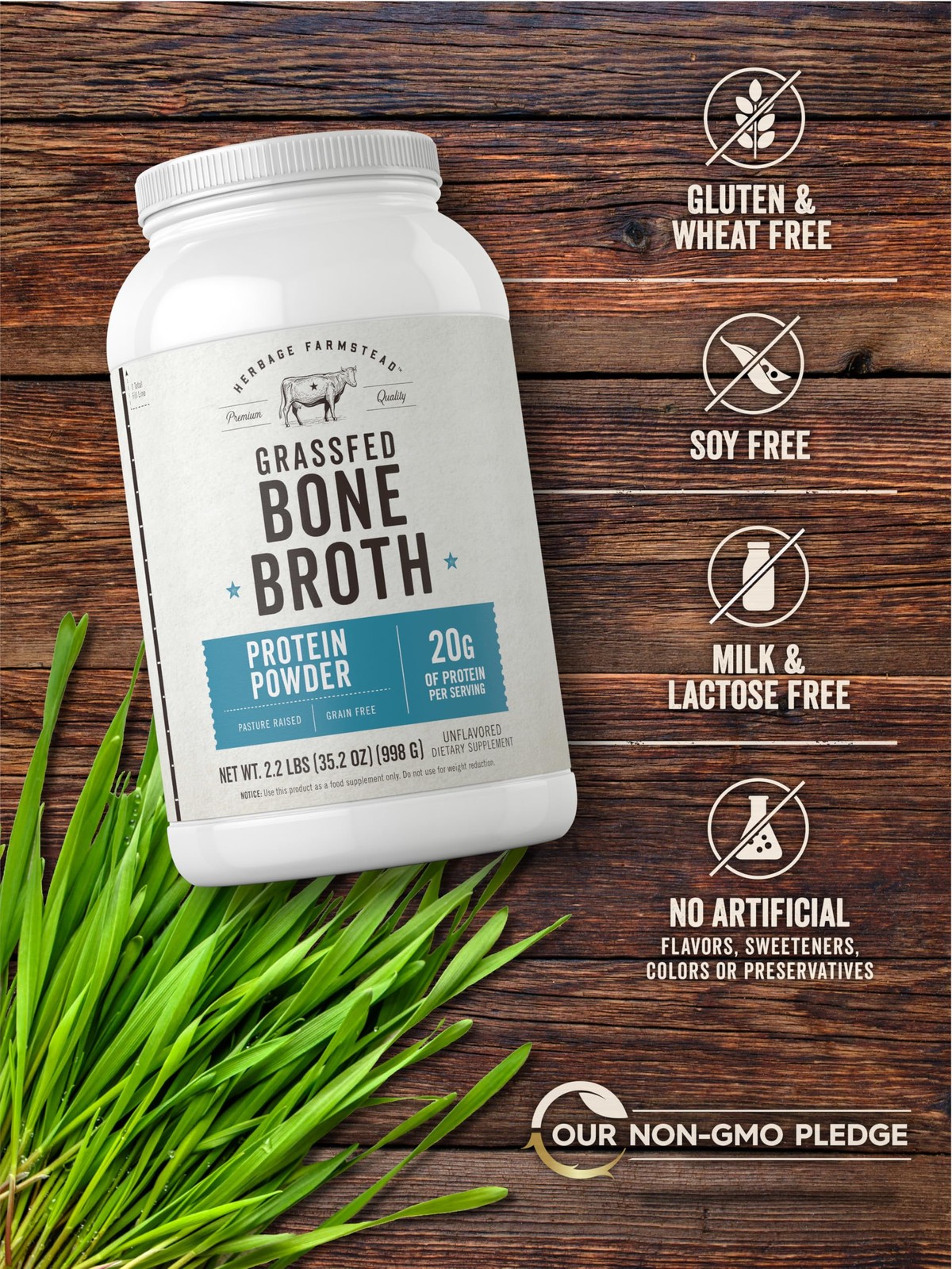 Carlyle Grass Fed Bone Broth Protein Powder | 35.2 oz 2.2 Pound (Pack of 1)