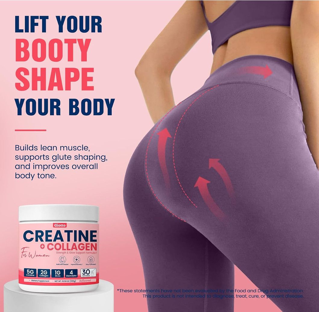 Creatine for Women, USP Grade Micronized Creatine Monohydrate Powder with Col…