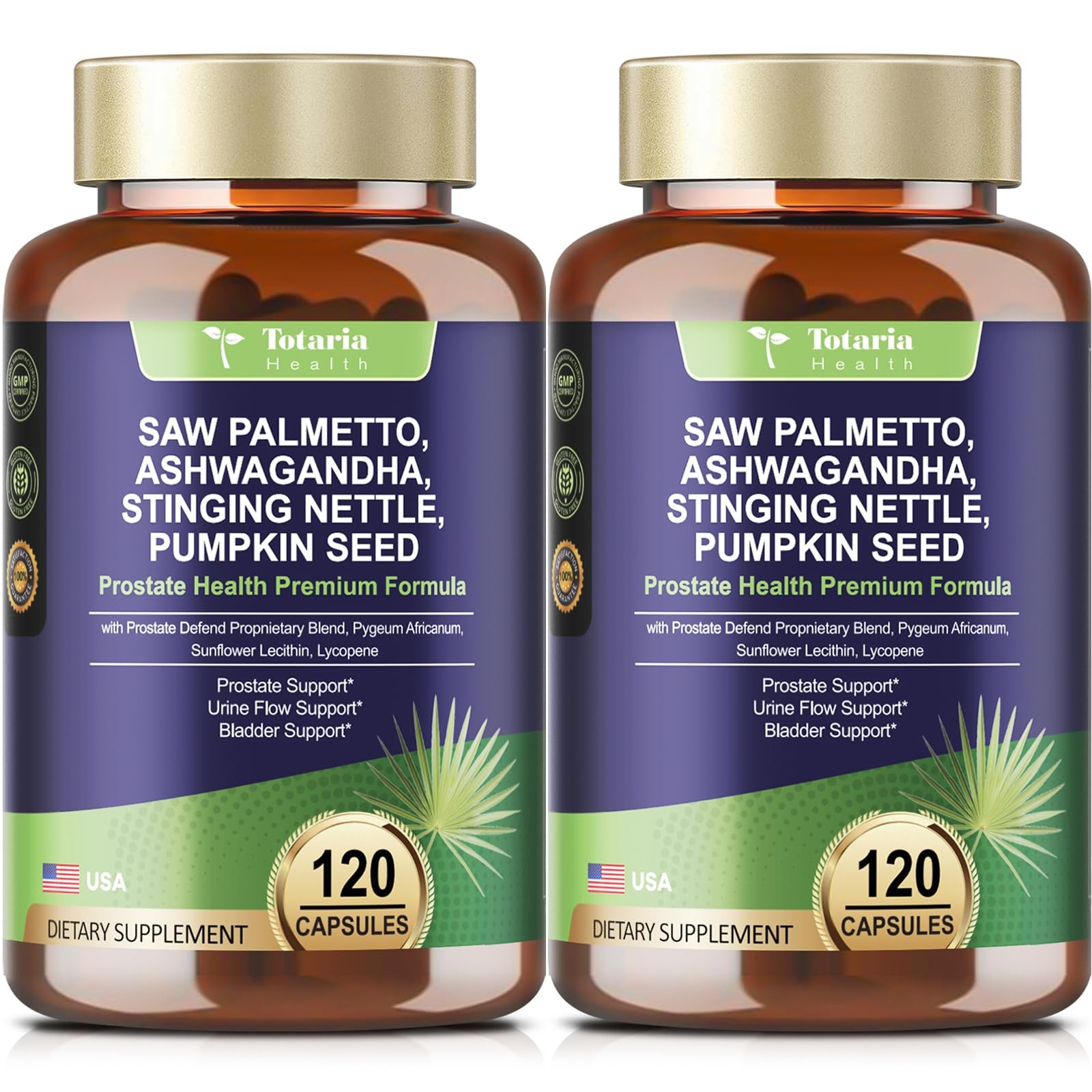 Totaria 2Pack Organic Saw Palmetto – Prostate Health 120 Count (Pack of 2)