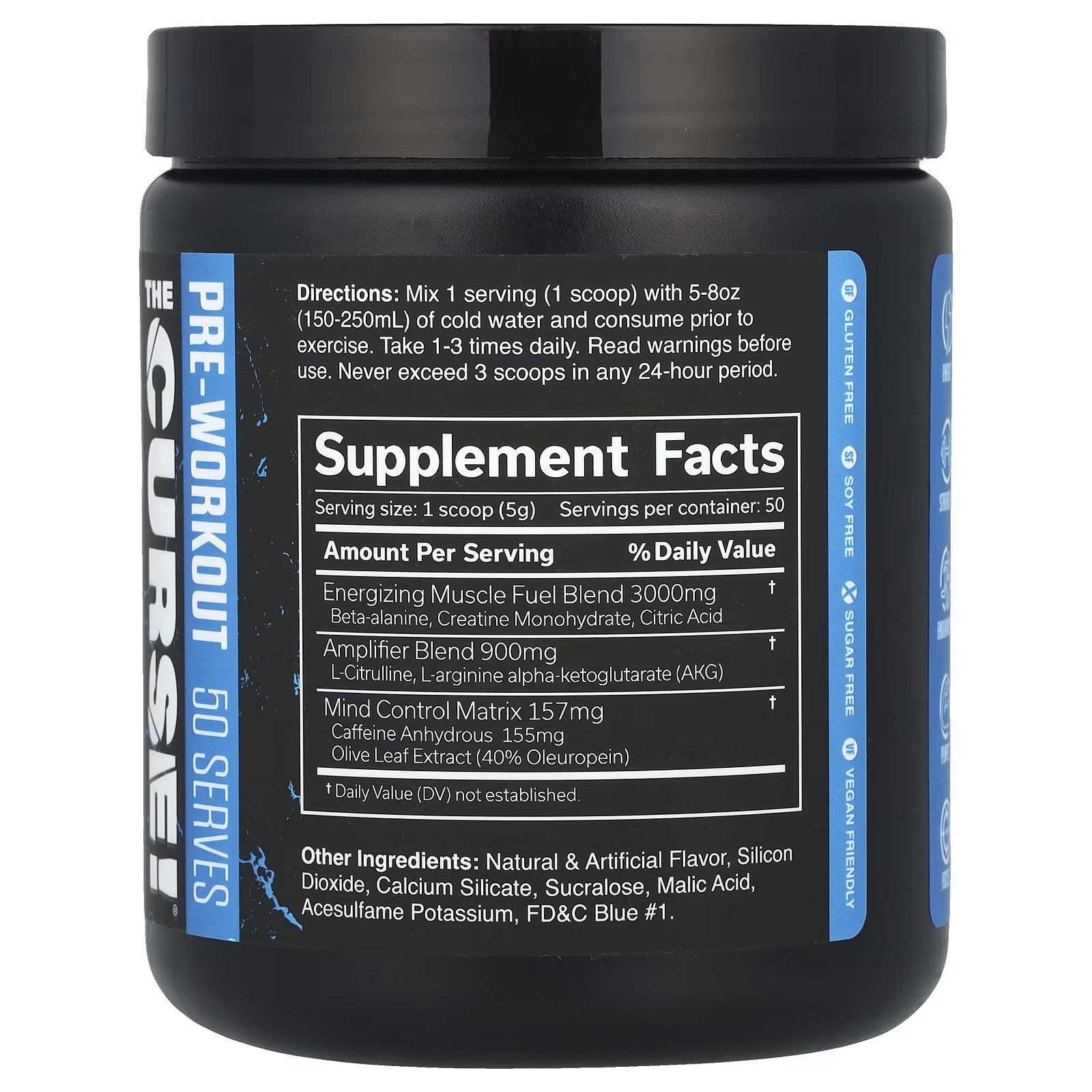 JNX Sports® the Curse Pre Workout Powder Blue Raspberry Pre Workout Mix for Ener