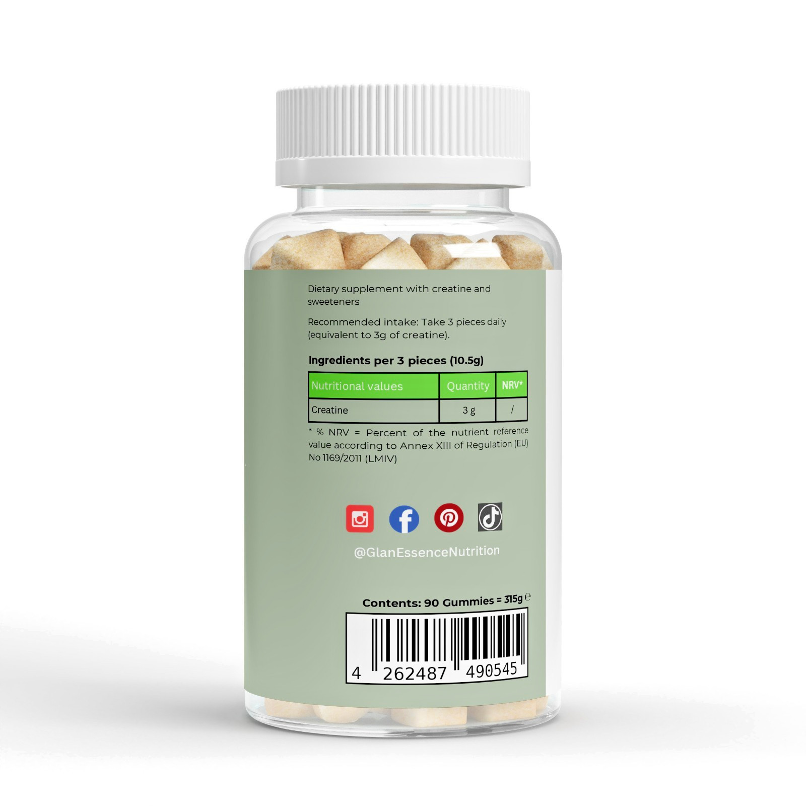 Creatine Gummies 5000mg – 90 Count | Apple Flavor