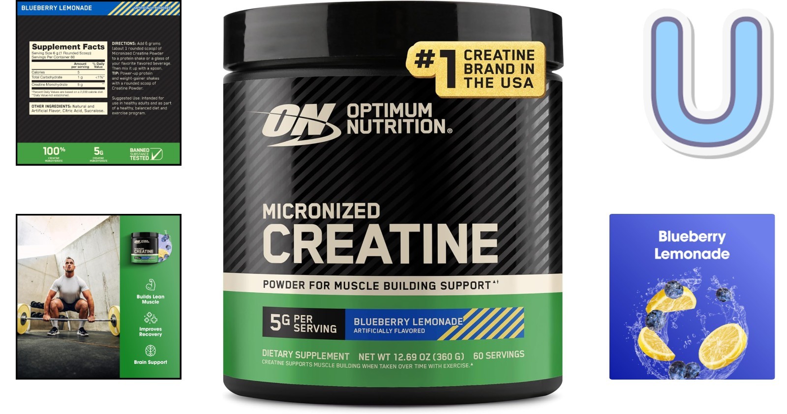 Micronized Creatine Monohydrate in Blueberry Lemonade – 60 Servings