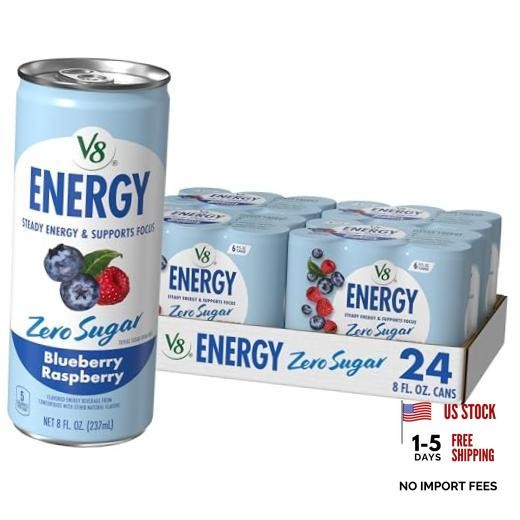 Energy 8 fl. oz. Can (24 Pack of 24 (8 Fl Oz) Zero Sugar Blueberry Raspberry