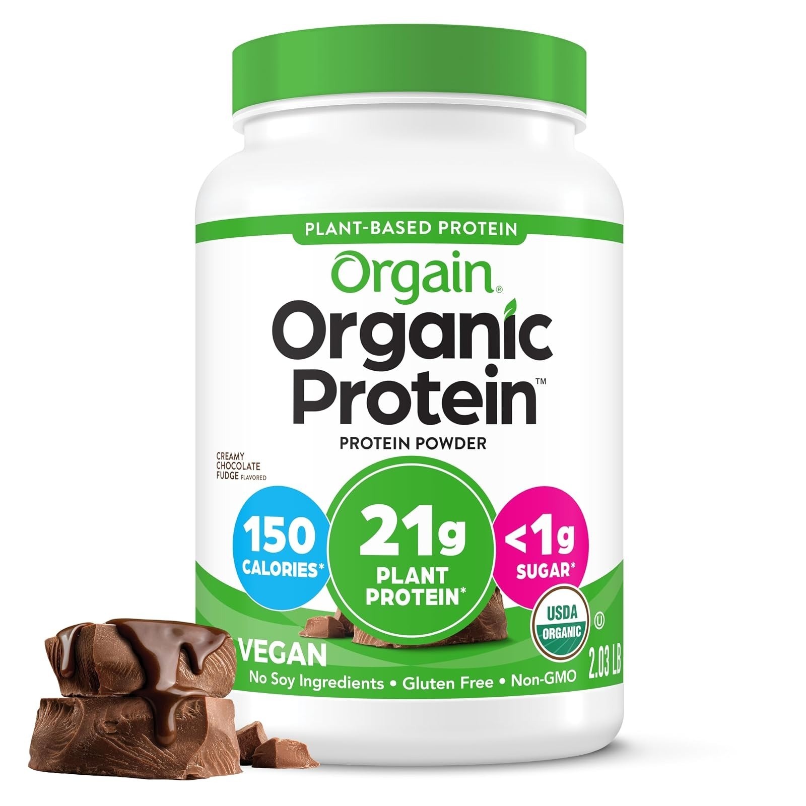 Orgain Organic Vegan Protein Powder, Vanilla Bean, 21g Protein, 2.03 lb