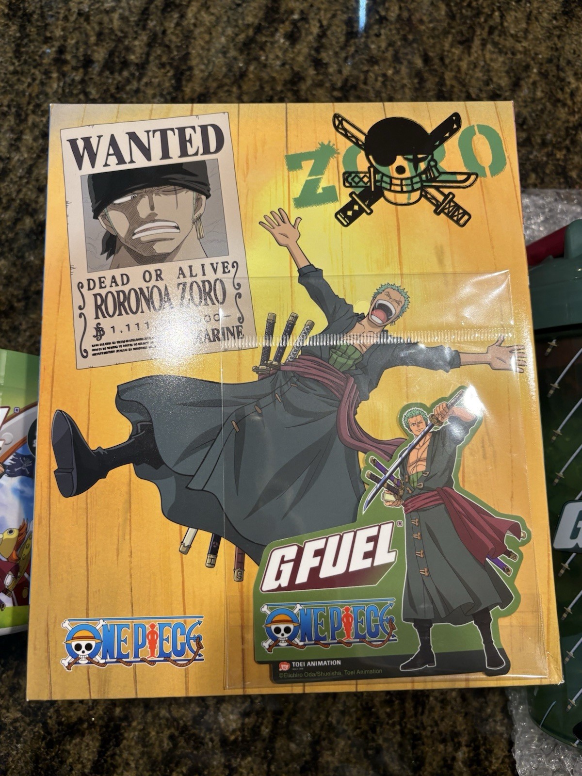 Gfuel x One Piece Zoro Ashura Collector’s Box – Shaker Cup Energy Powder Sticker