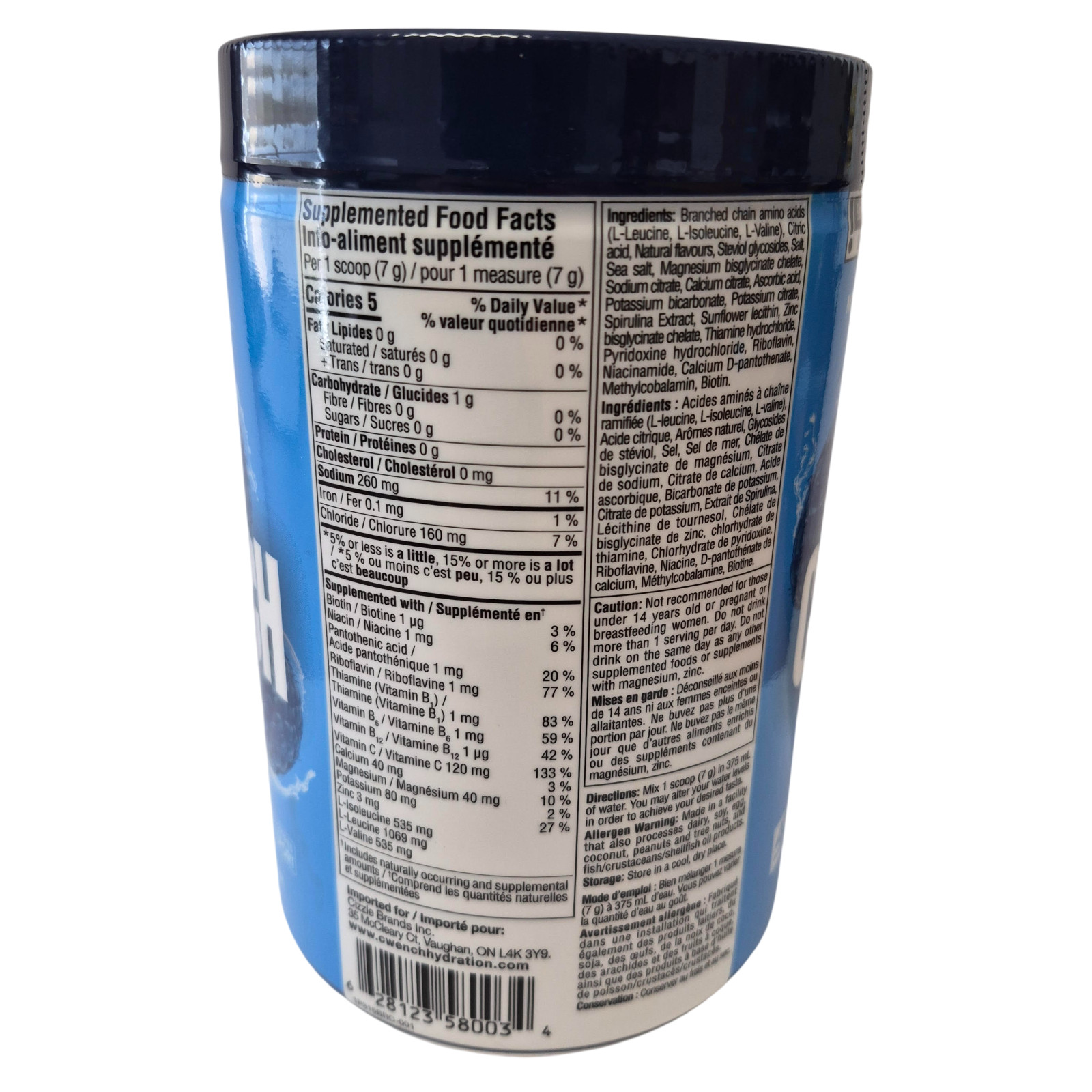 Cwench Hydration Electrolyte Mix Blue Raspberry 315g NSF Certified Sport Powder