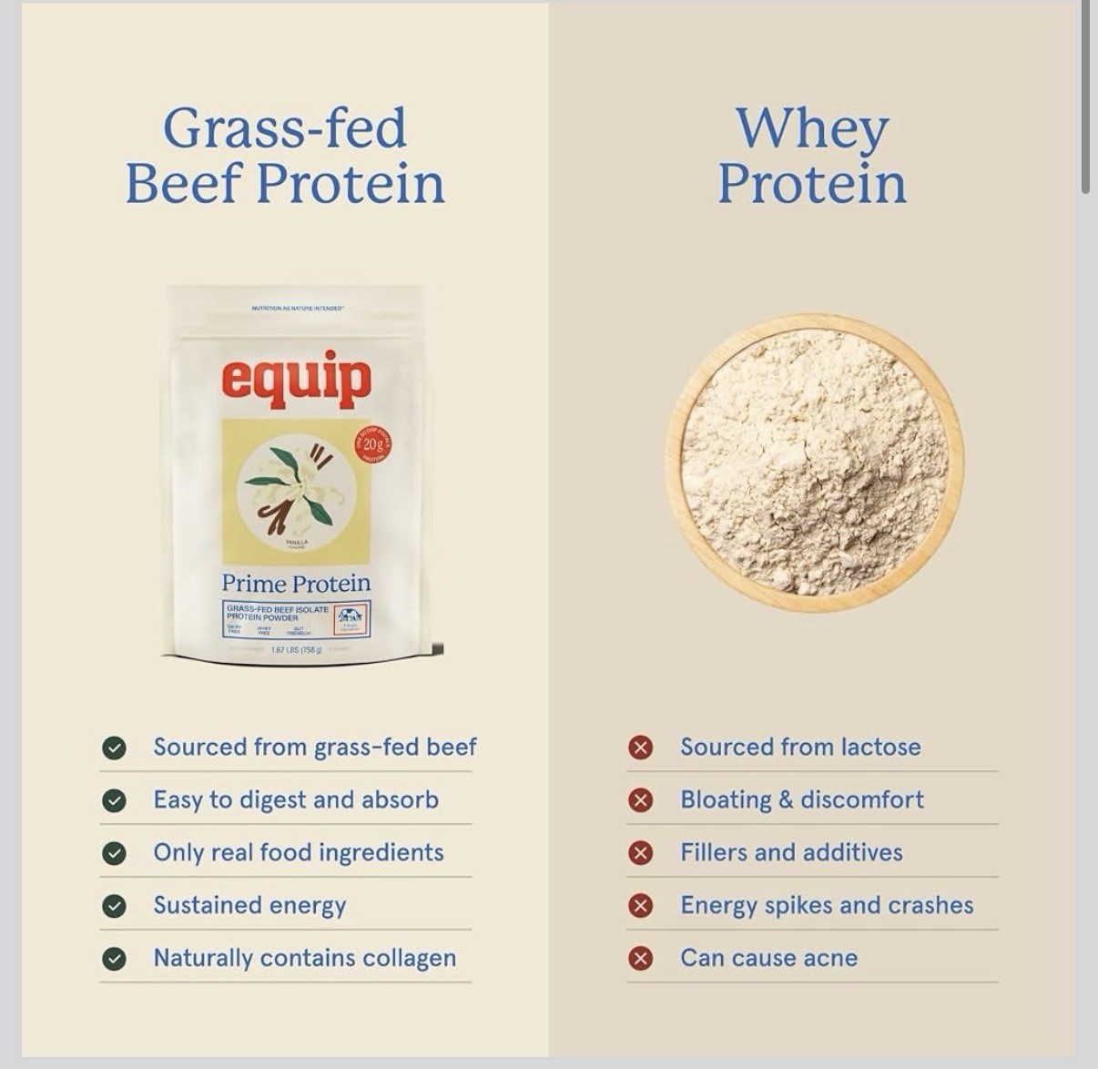Equip Foods Prime Protein Powder | Clean, Grass Fed Beef Protein Powder | Carniv