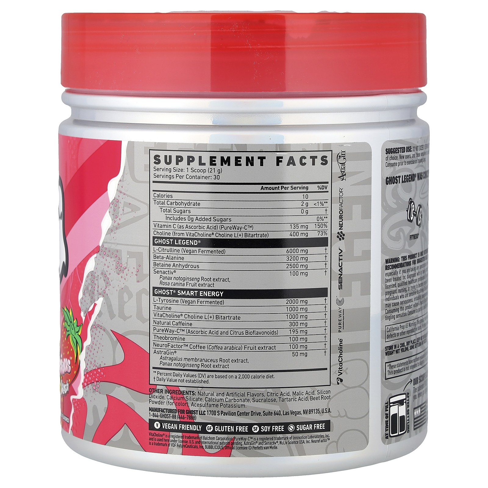 Legend® All Out Pre-Workout, Bubblicious® Strawberry Splash, 22.2 oz (630 g)