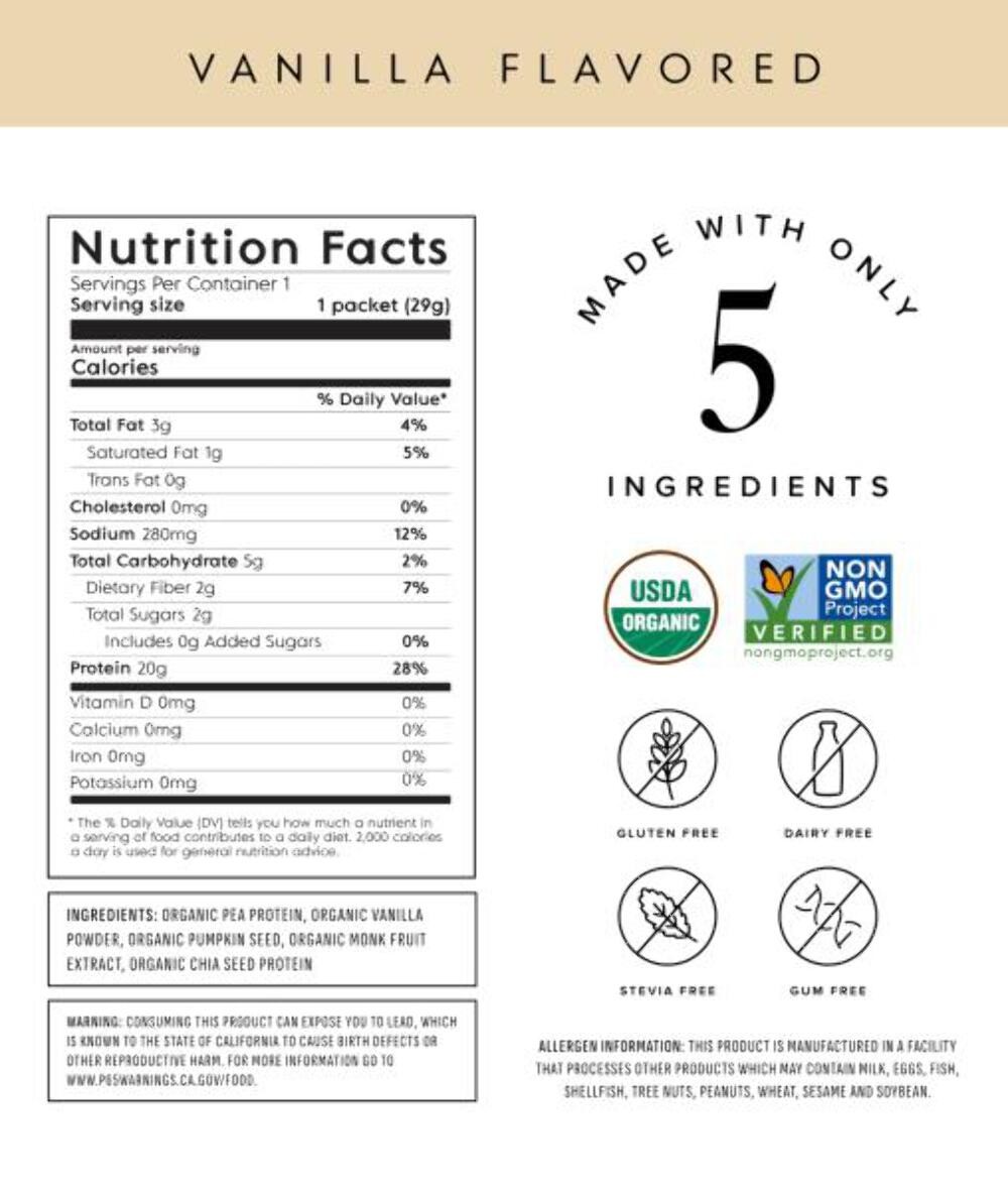 1/27 Truvani Vegan Pea Protein Powder | Vanilla | 20g Organic Plant Based Protei