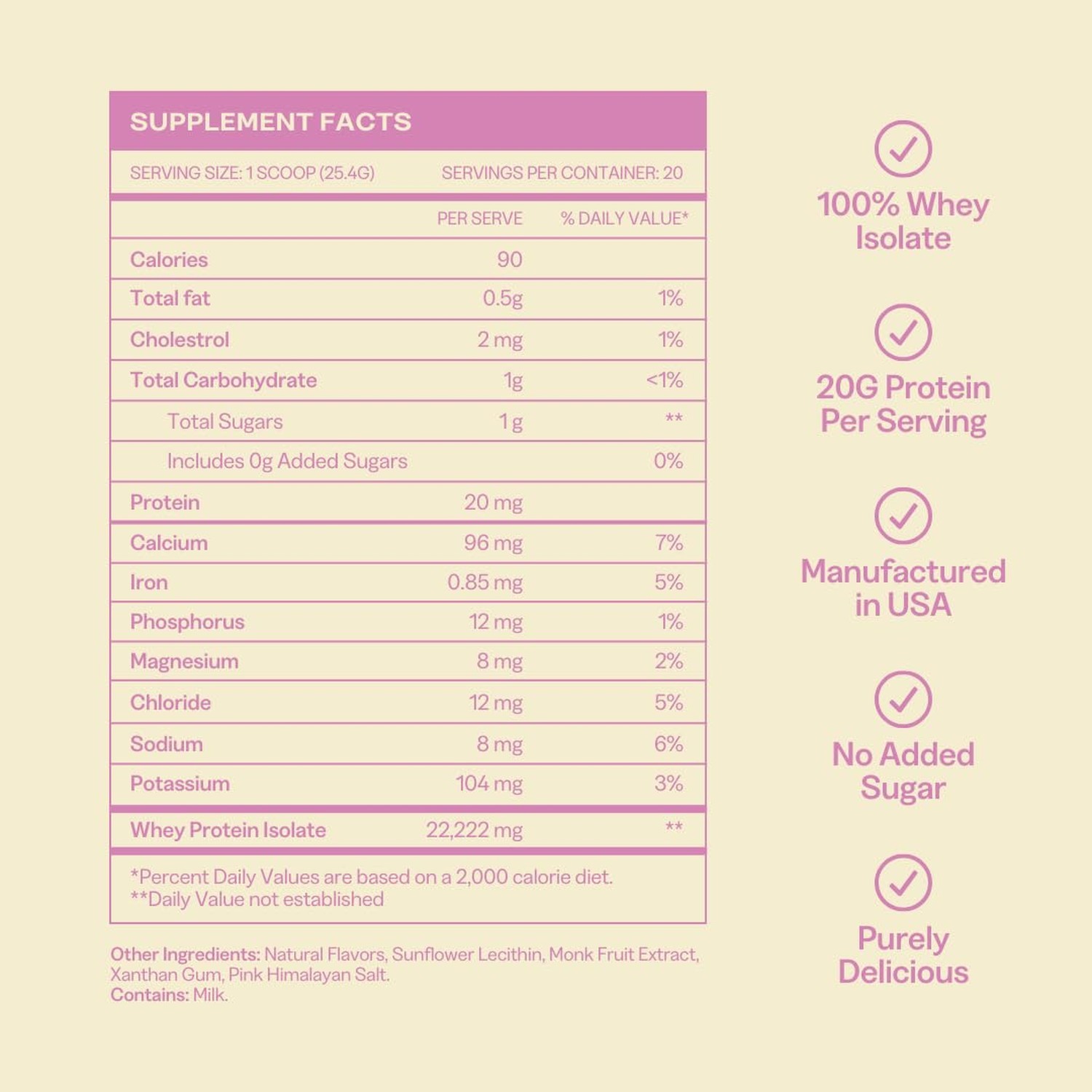Whey Protein Isolate for Women, 20g Protein, 0g Sugar, 90 Calories, Stevia-Fr…