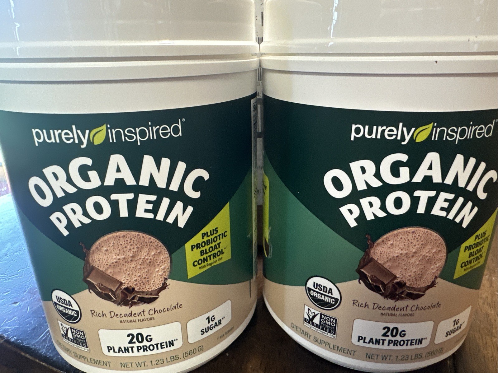 2 Tubs Purely Inspired Organic Plant Protein Powder Rich Decadent Chocolate