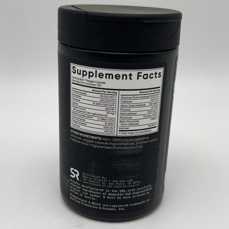 Sports Research Plant Based Digestive Enzymes 150 Capsules Enzyme Supplement