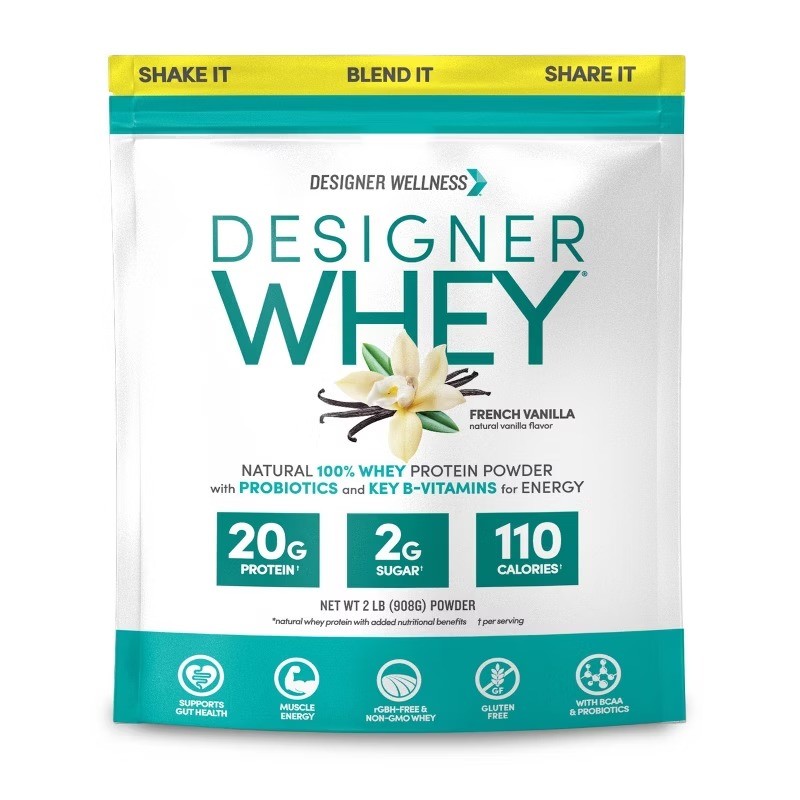 Designer Whey Protein, French Vanilla, 32oz, Gluten-Free, Non-GMO, 20g Protein