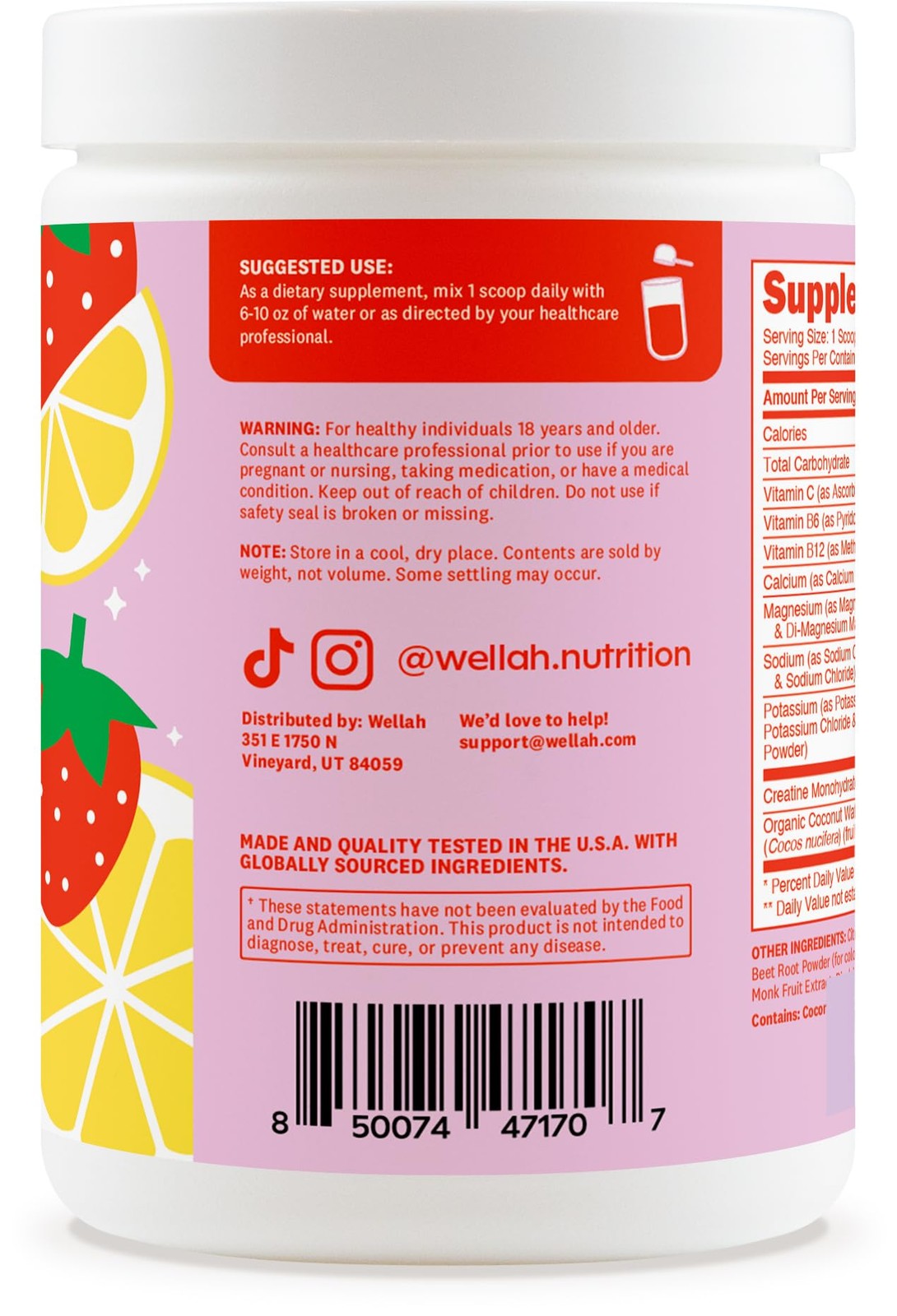 Creatine + Electrolytes Powder (Strawberry Lemonade) 30 Servings – Hydration …