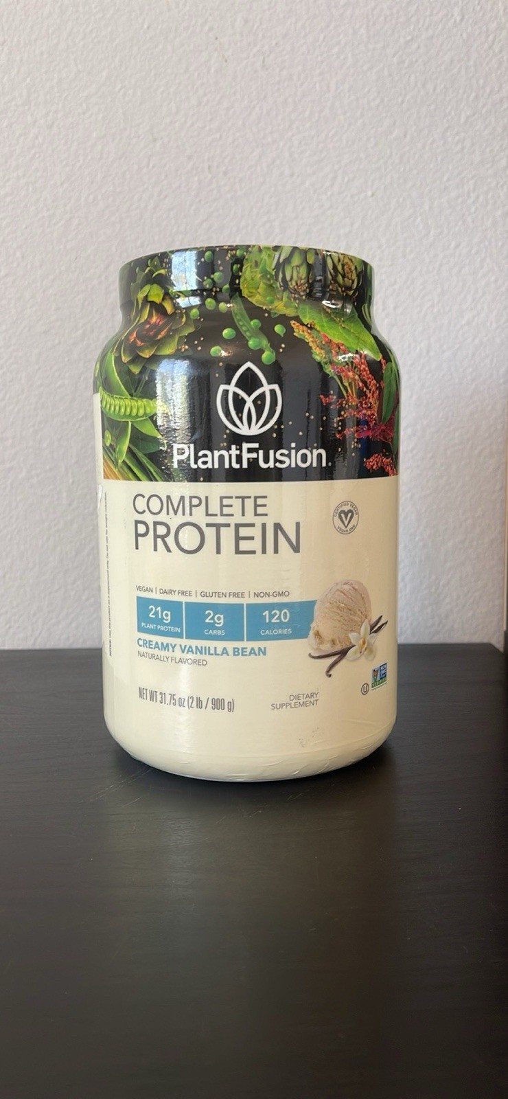 PlantFusion Complete Protein Powder Vegan Dairy-Free Creamy Vanilla Bean 31.75oz