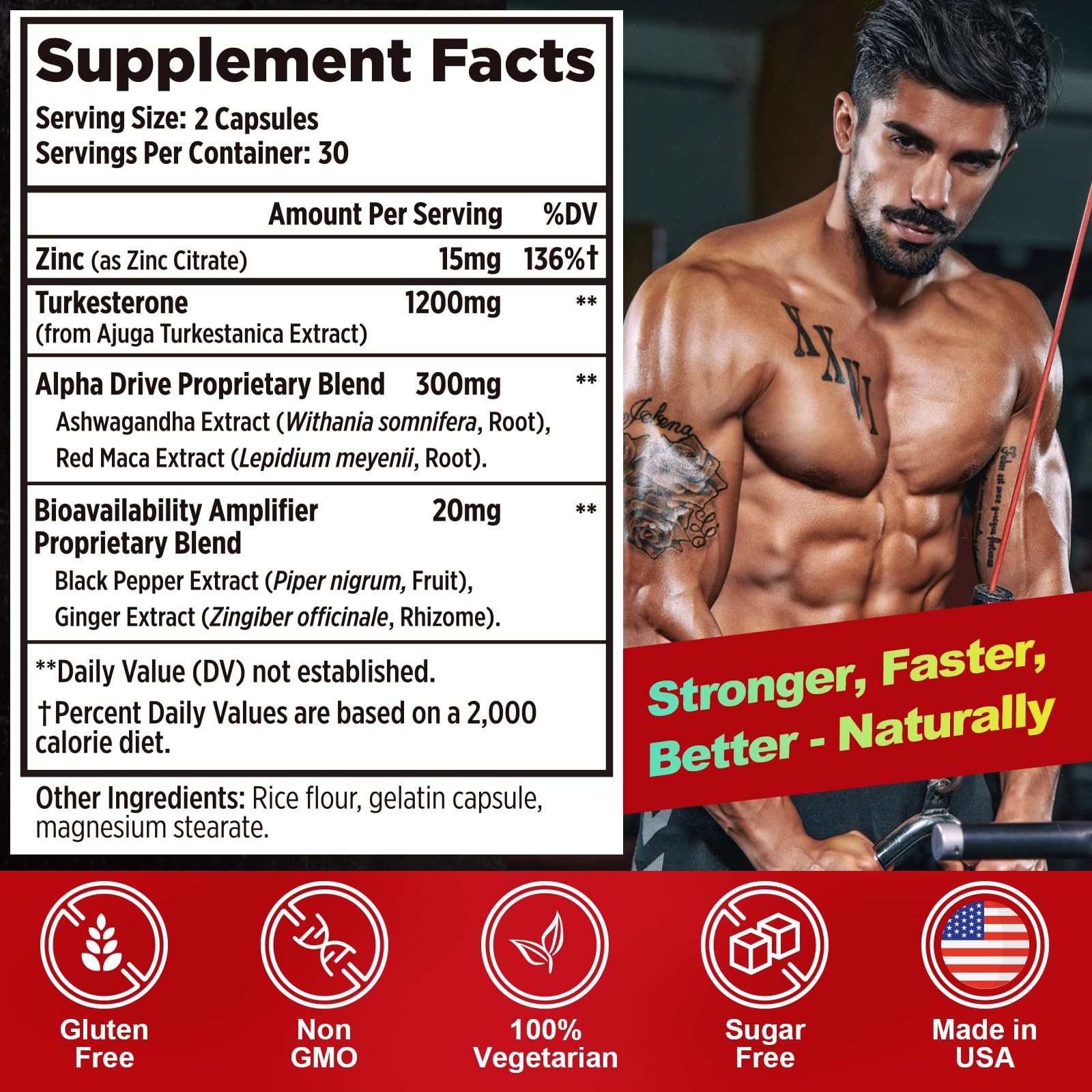Testosterone Supplement for Men – Booster 60 Count (Pack of 1)