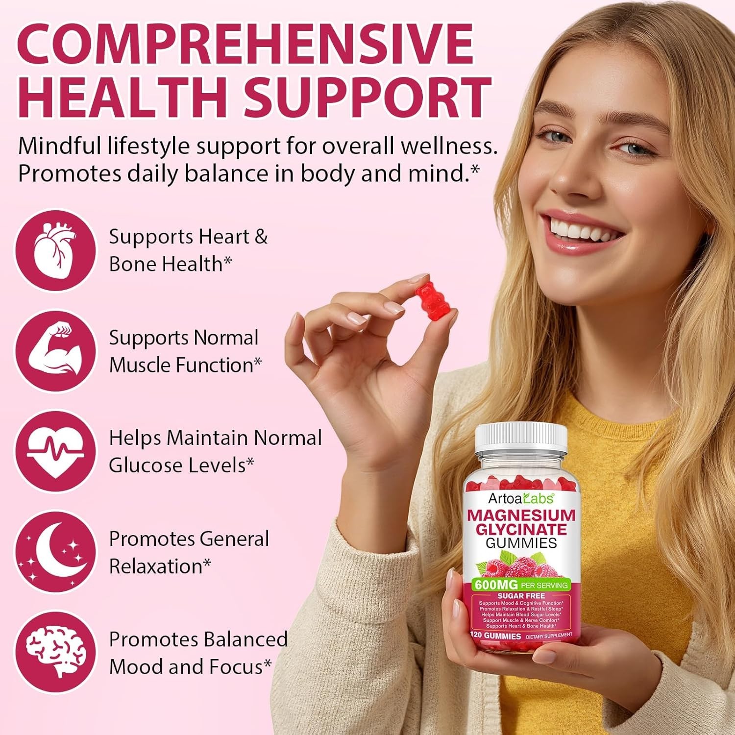 Artoa Magnesium Glycinate Gummies with L-Threonate ~ 120 Count ~ 60 Servings!