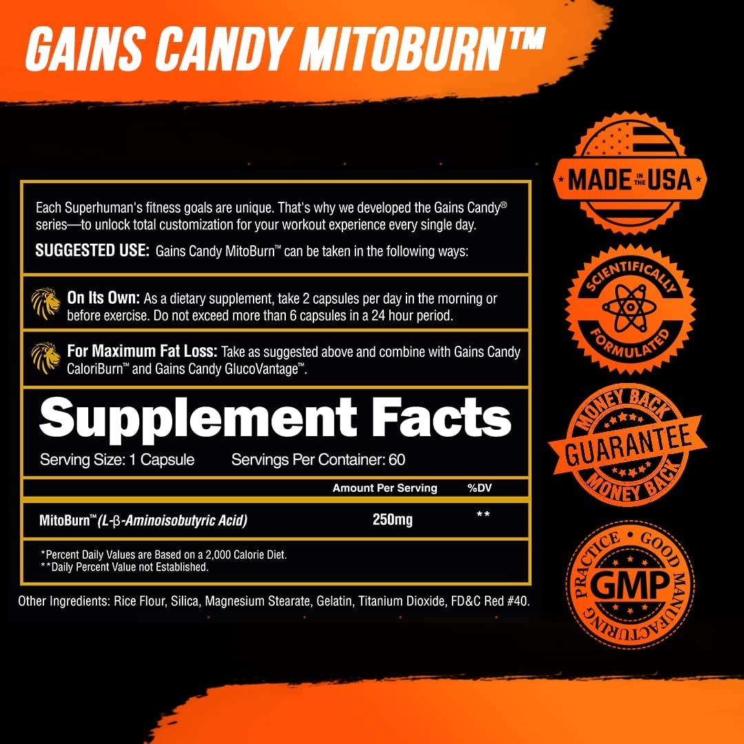 Alpha Lion Gains Candy MitoBurn Workout & Endurance, 60 Capsules