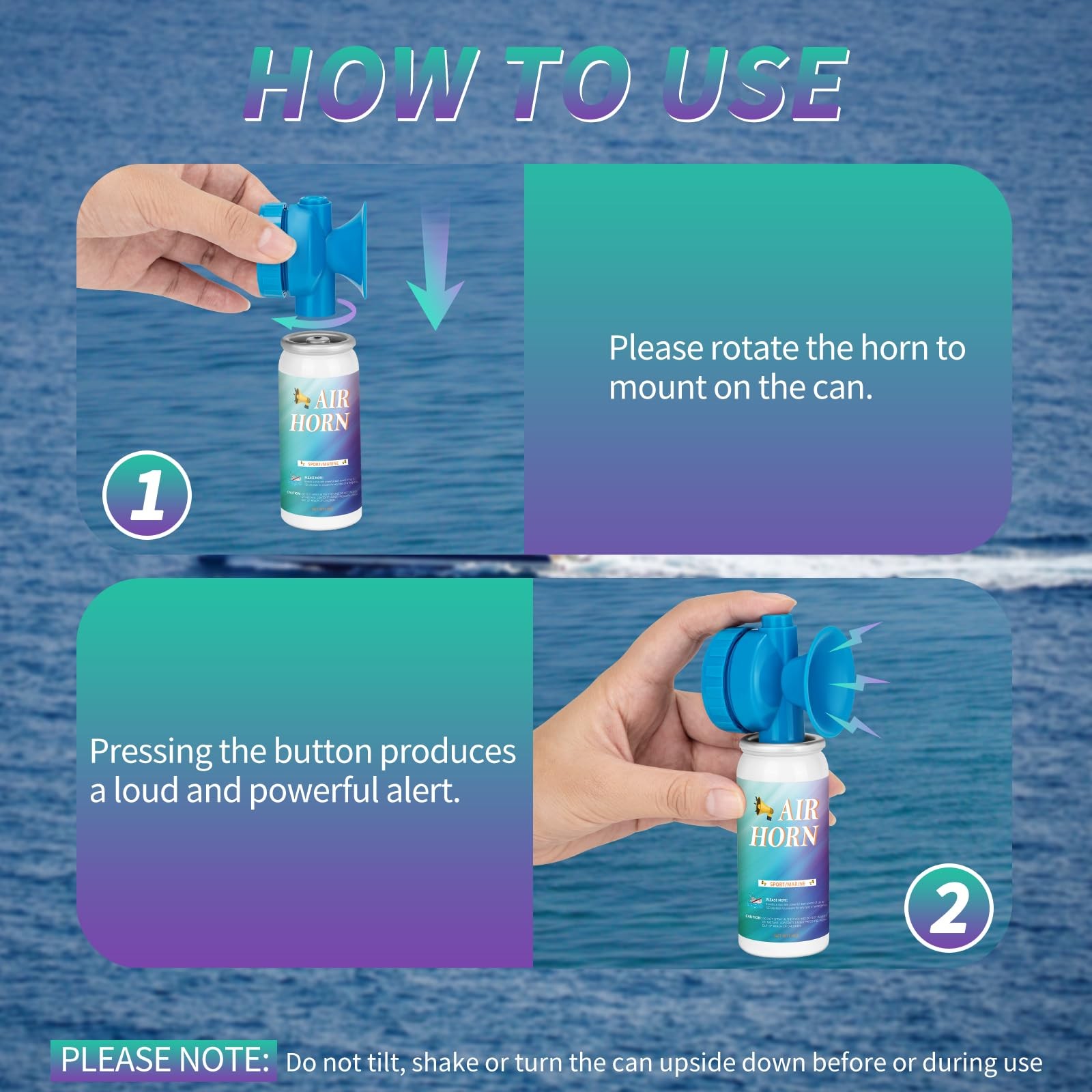1.4oz Air Horn Can 2-Pack for Boat Safety, Sporting Events, Emergency Loud