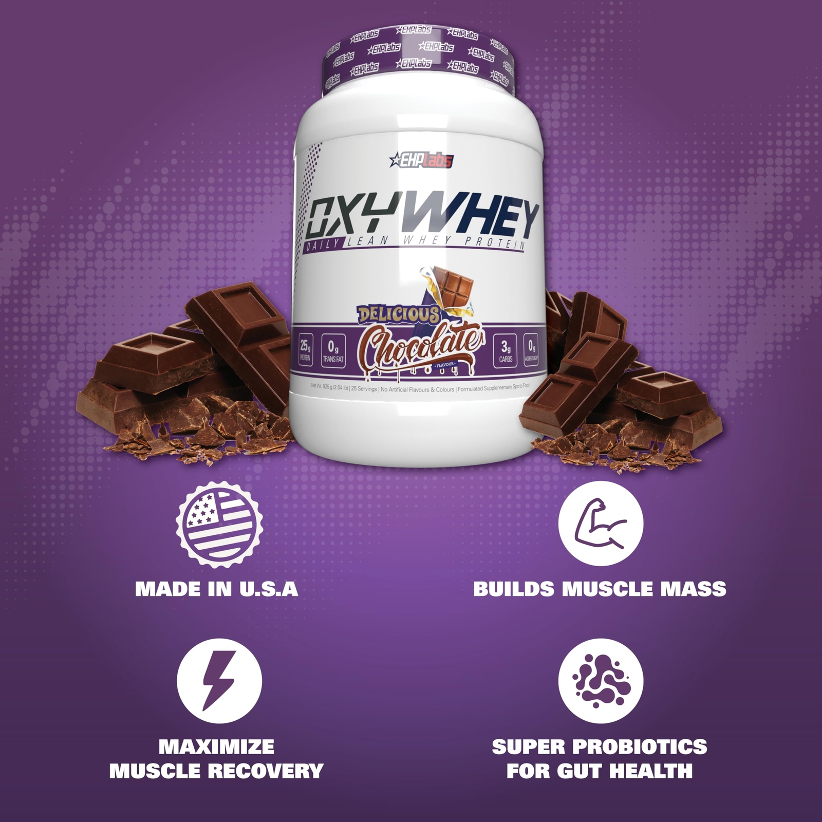 EHP Labs OxyWhey – Whey Protein Isolate, 25g Protein, Sugar-Free, 25 Servings