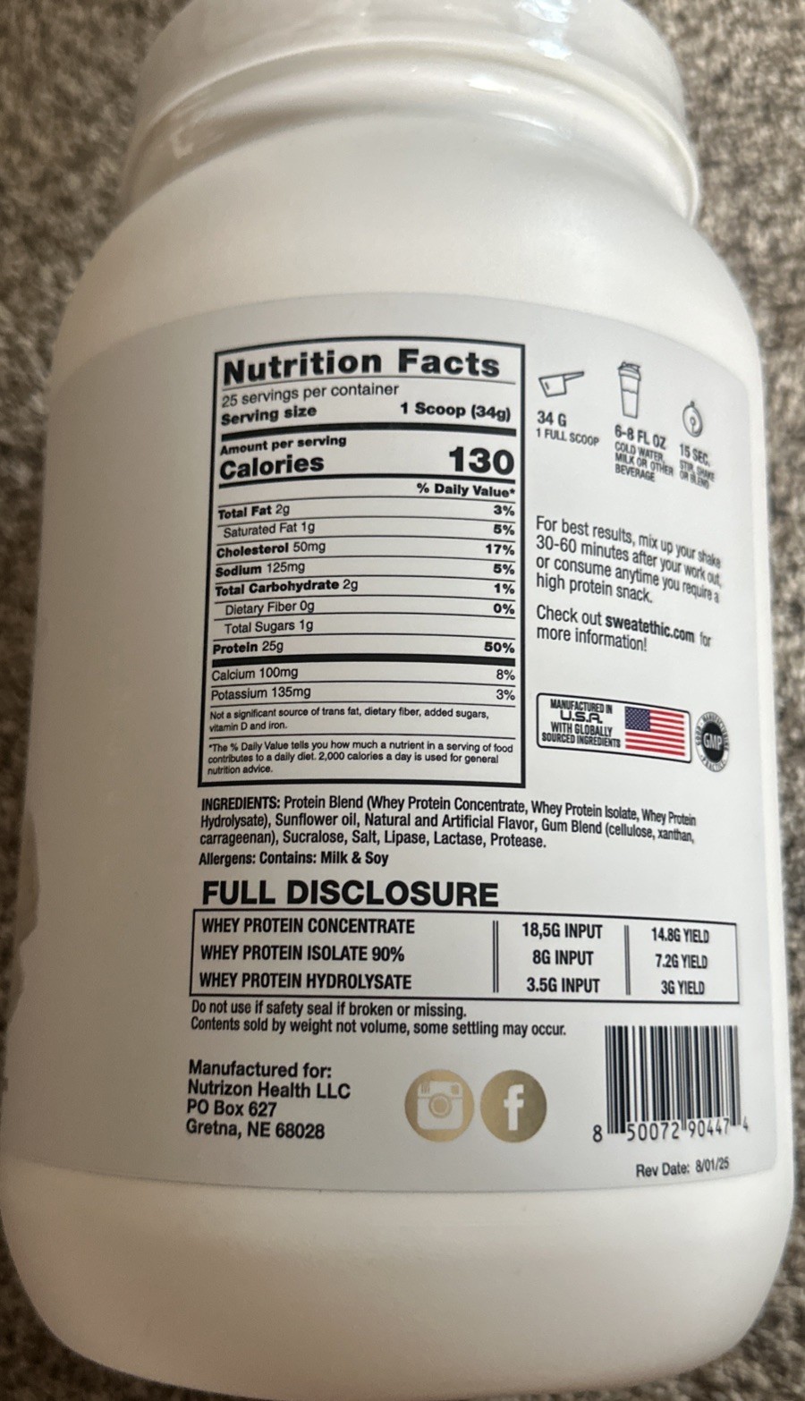 Whey’d Pure Whey Protein Vanilla Cream 1.87lb Case Of 5