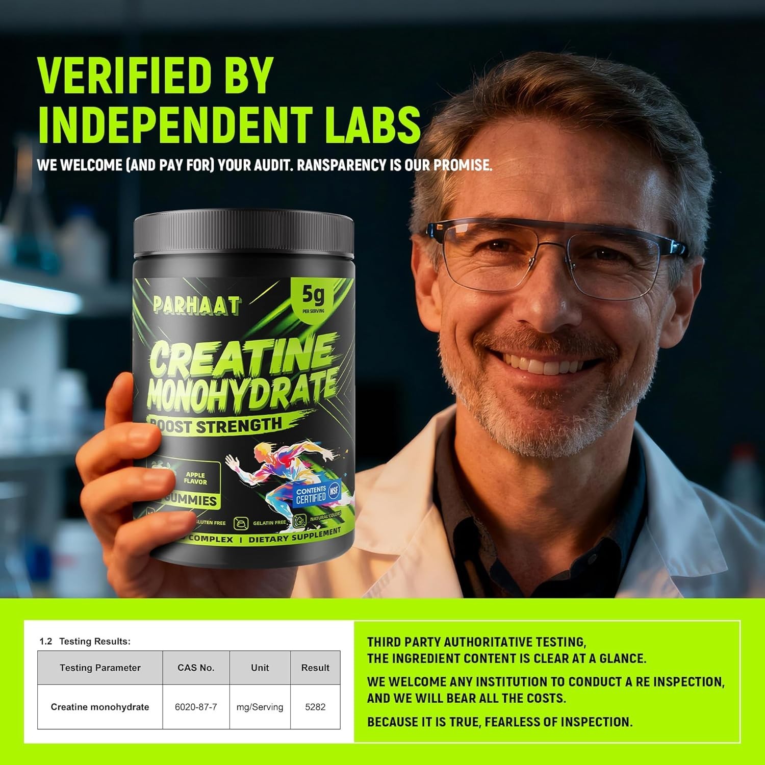 Parhaat NSF Certified Creatine Gummy – Creatine Monohydrate Gummies 5g