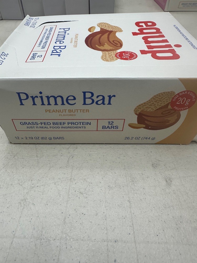 Equip Prime Bar Peanut Butter Grass-Fed Beef Protein Bars 12 Pack 20g Protein