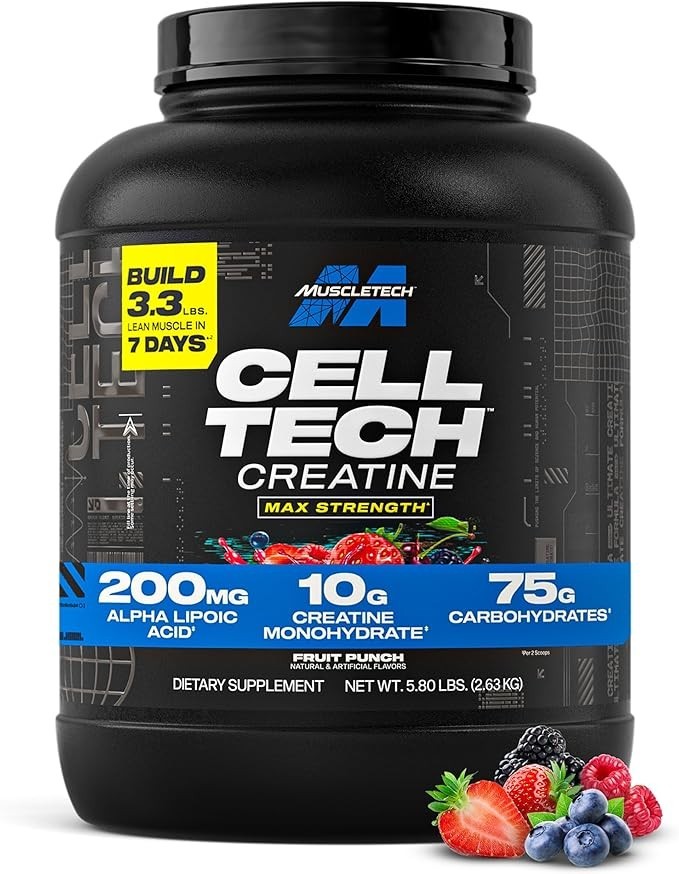 MuscleTech CellTech Creatine Powder Fruit Punch Post Workout Muscle Builder 6lb