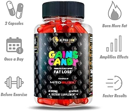 Alpha Lion Gains Candy MitoBurn Workout & Endurance, 60 Capsules