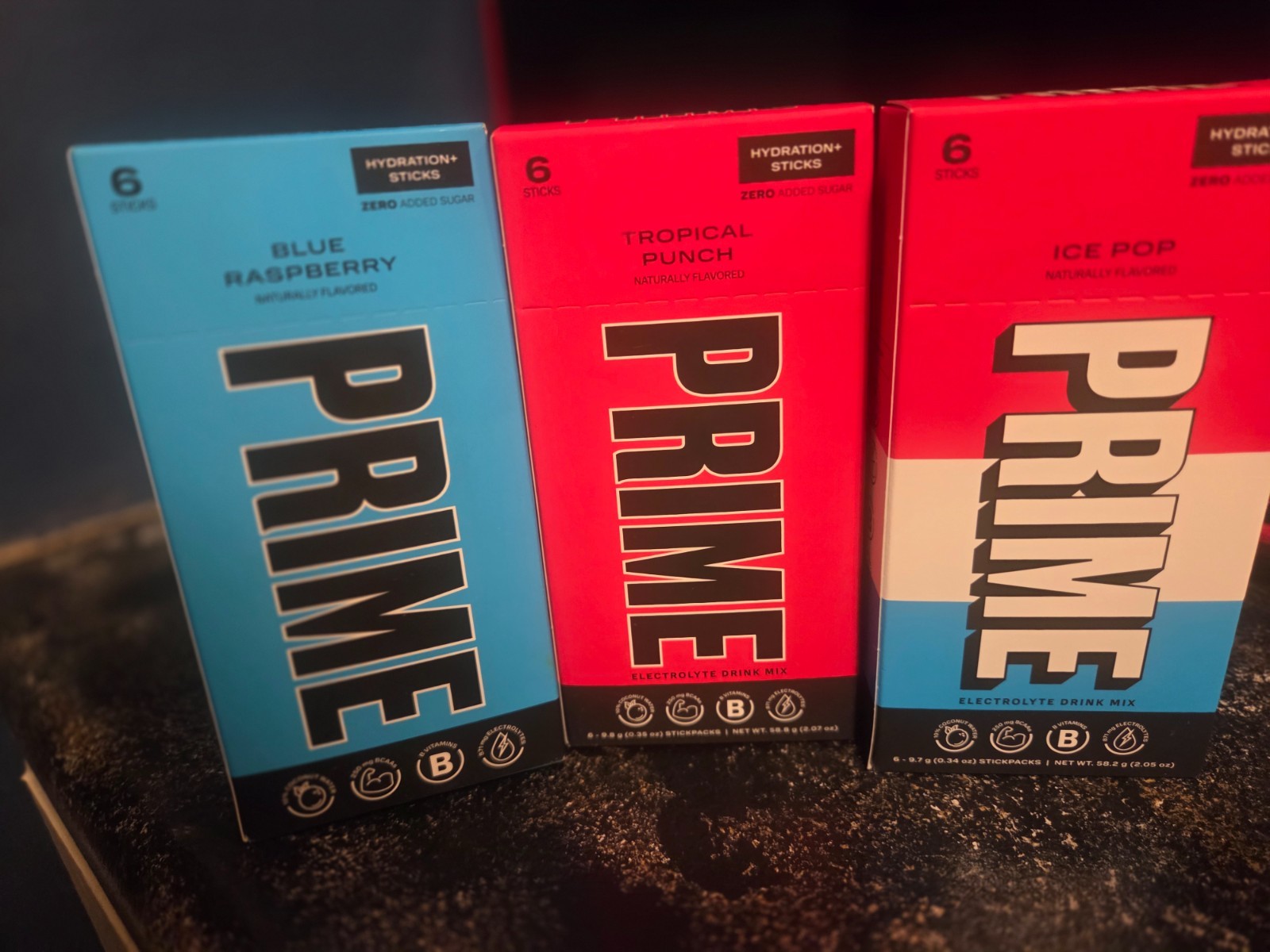 PRIME 3 box variety Drink Mix Hydration Sticks 6 Sticks Lot Of 3-18 Total