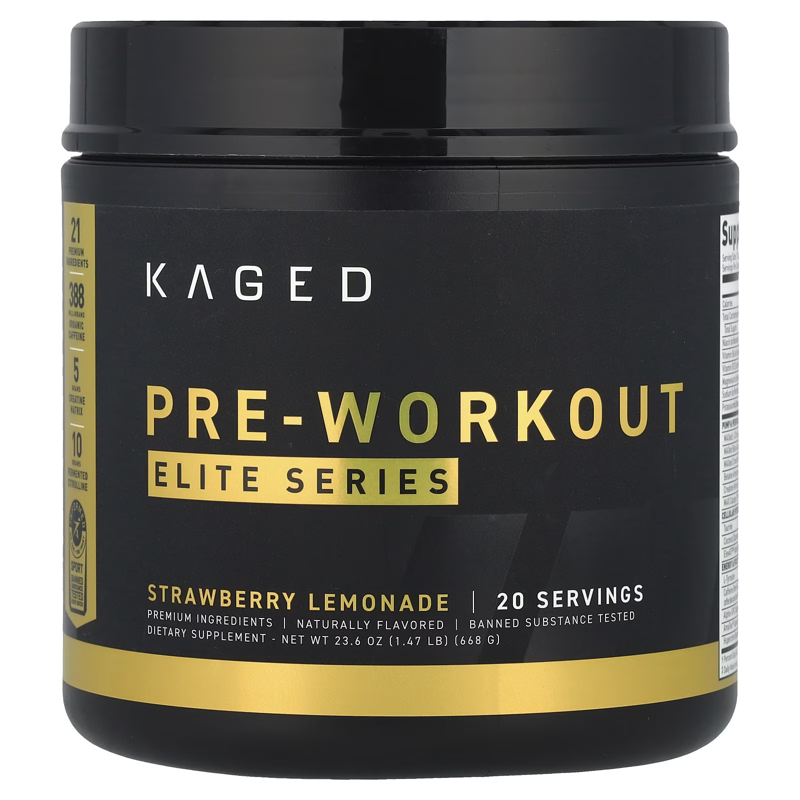 Elite Series, Pre-Workout, Strawberry Lemonade, 1.47 Lb (668 G)