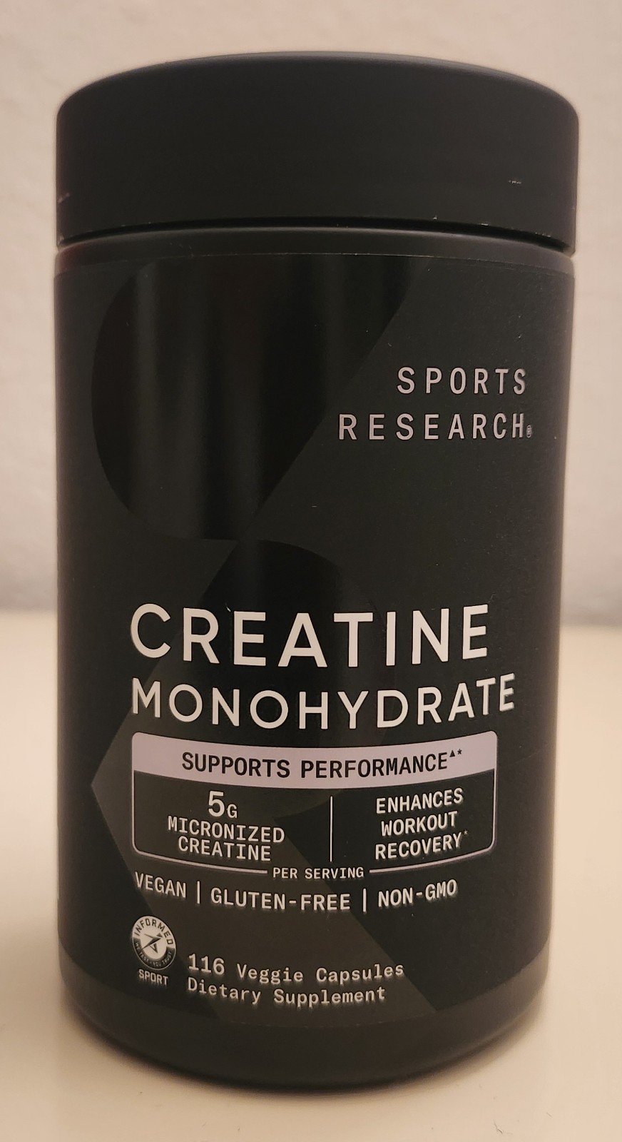Sports Research Creatine Monohydrate 5g 116 Vegie Capsules Gluten Free 01/2029