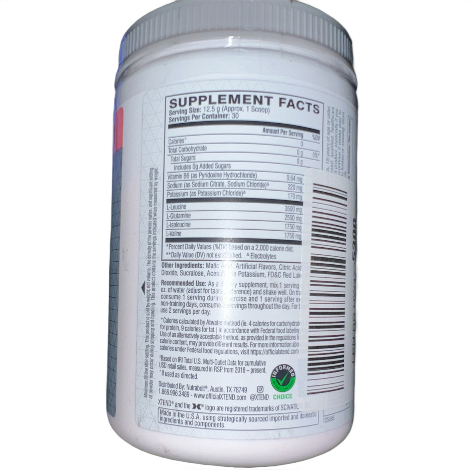 Xtend Original BCAA Powder 7g BCAA + 2.5g L‑Glutamine Sugar Free 30 Servings NEW