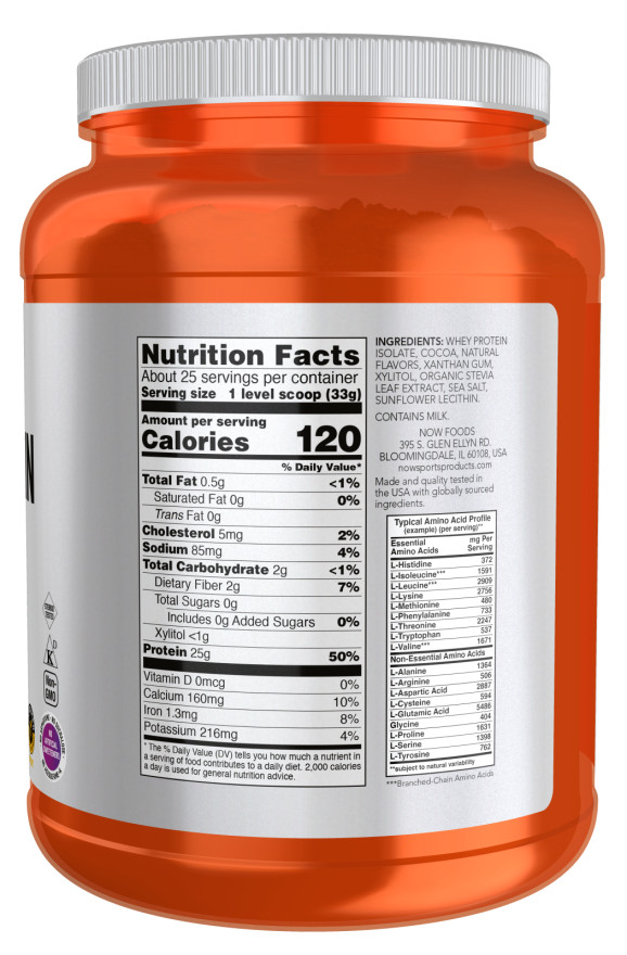 NOW Sports Whey 25g Protein Isolate 1.8lbs (Creamy Chocolate)