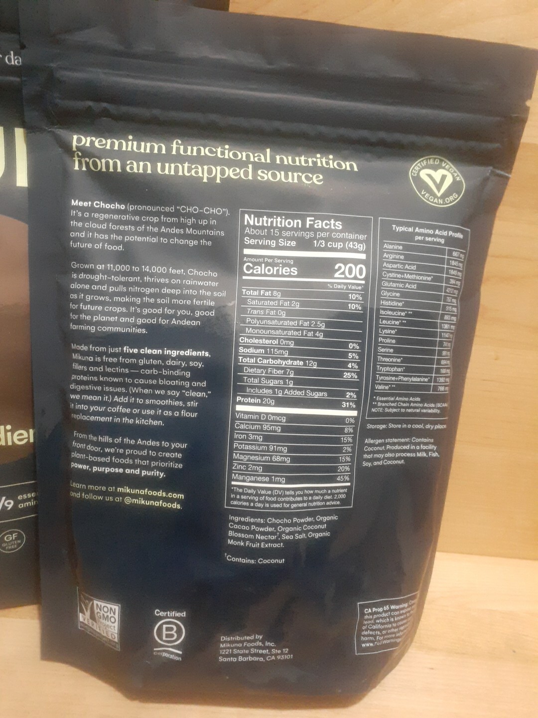 2 CT: MIKUNA CACAO Chocolate Chocho Protein Powder 22.8oz vegan paleo keto PLANT