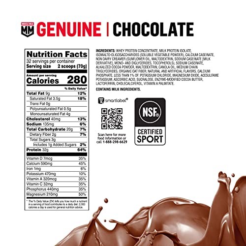 Muscle Milk Genuine Protein Powder, Chocolate, 32g Protein, 4.94 Pound, 32
